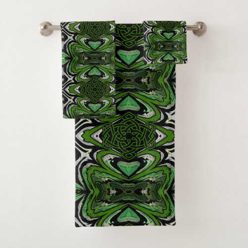 Creative Green St Pattys Day Batik Pattern Bath Towel Set