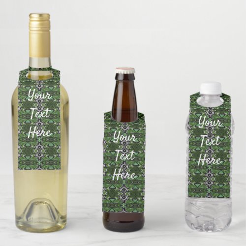 Creative Green St Pattys Day Batik Pattern Bottle Hanger Tag