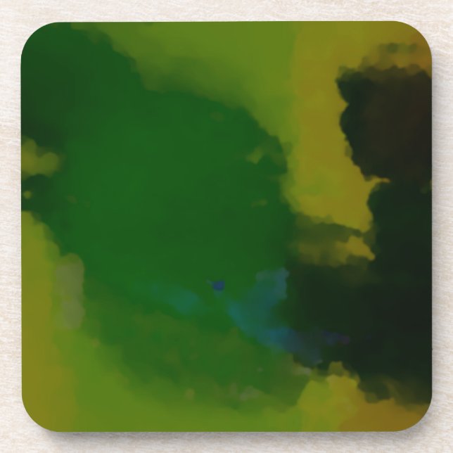 Creative Green Yellow Abstract Beverage Coaster (Front)