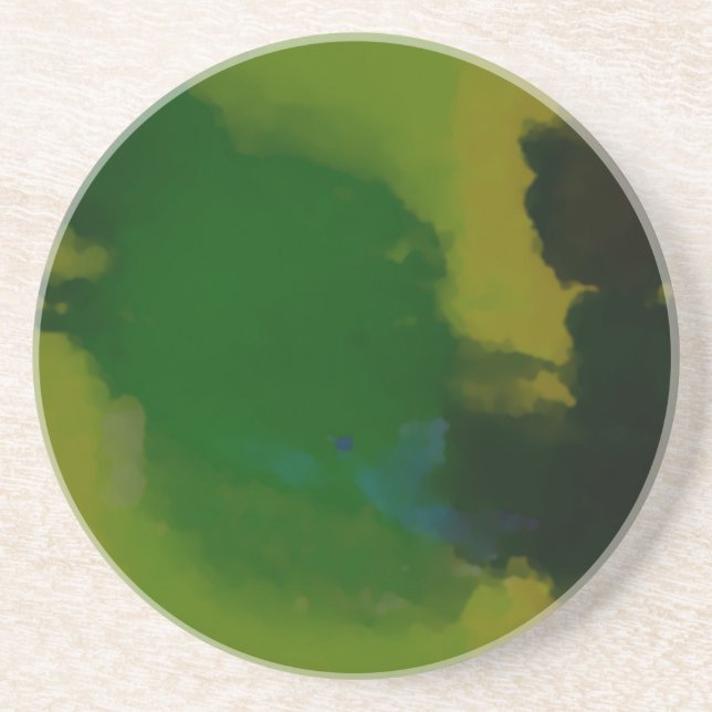 Creative Green Yellow Abstract Drink Coaster (Front)