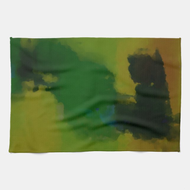 Creative Green Yellow Abstract Kitchen Towel (Horizontal)