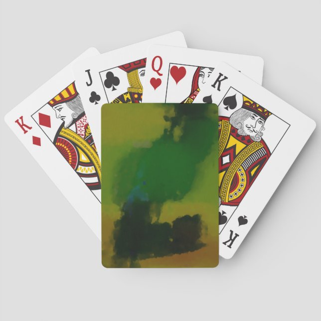 Creative Green Yellow Abstract Poker Cards (Back)