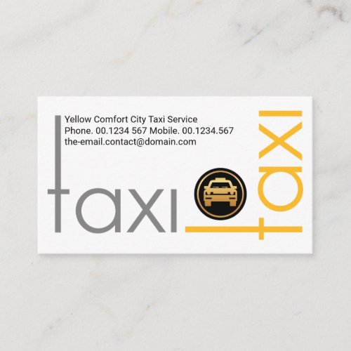 Creative Grey Yellow TAXI Frame Ride Share Driver  Business Card