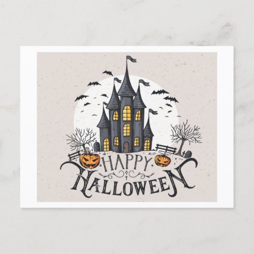 Creative Halloween Vintage haunted castle Postcard