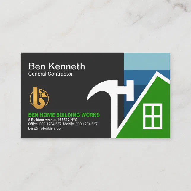 Creative Hammer Abstract Building Construction Business Card | Zazzle
