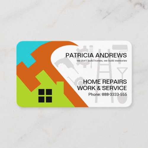 Creative Hammer Roof Building Silhouette Business Card