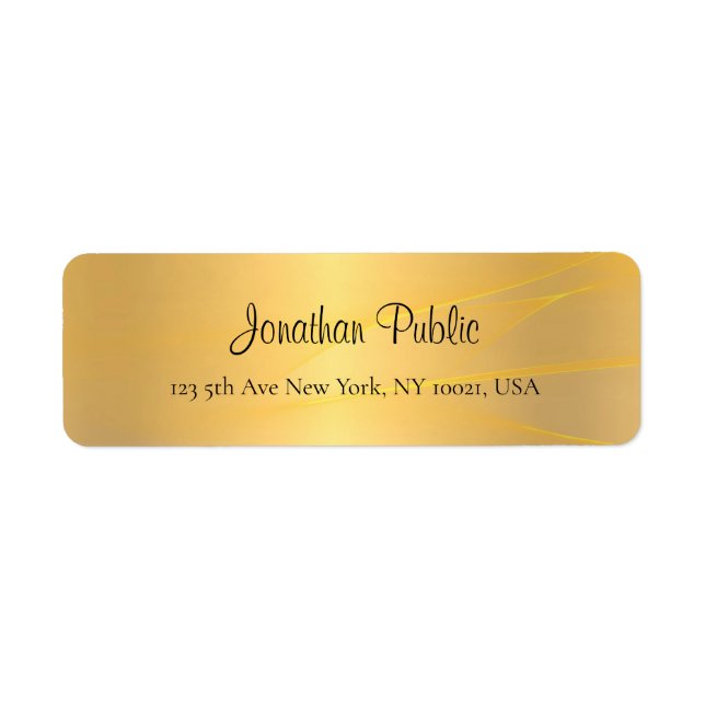 Creative Hand Script Name Gold Look Elegant Modern Label (Front)