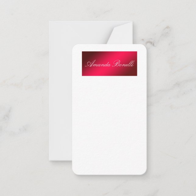 Creative Handwriting Elegant Modern Carmine Red Note Card (Front)