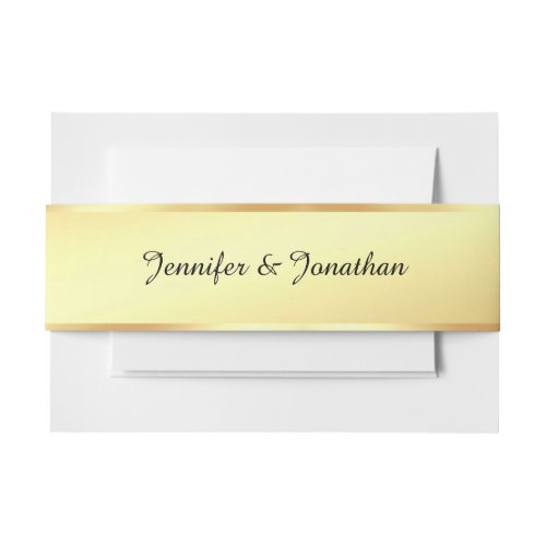 Creative Handwritten Script Text Faux Gold Elegant Invitation Belly Band