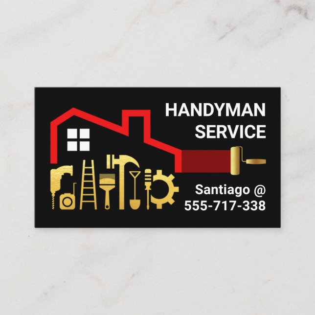 Creative Handyman Tools Home Repair Business Card (Front)
