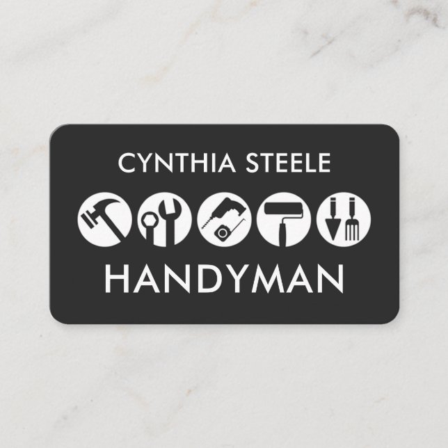 Creative Handyman Tools Icon Business Card (Front)