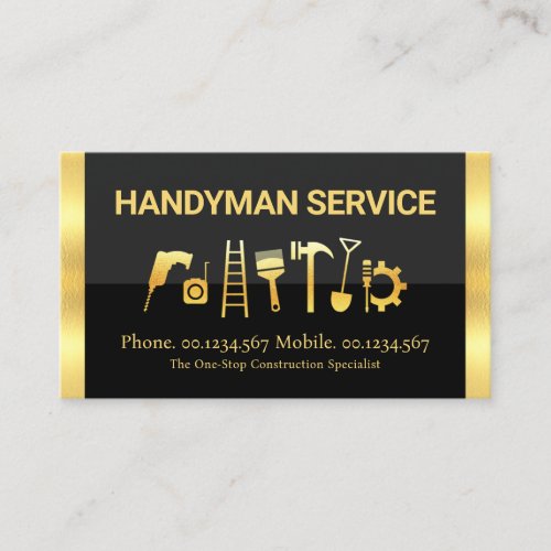 Creative Handyman Tools With Gold Stripes Business Card