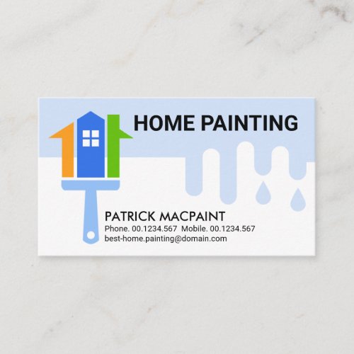 Creative Home Roller Brush Dripping Blue Paint Business Card