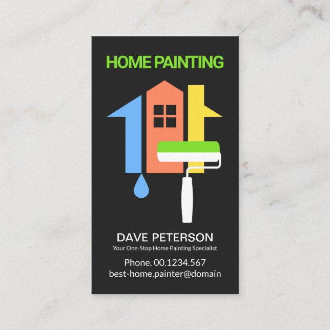 Creative Home Roller Brush House Painter Business Card (Front)