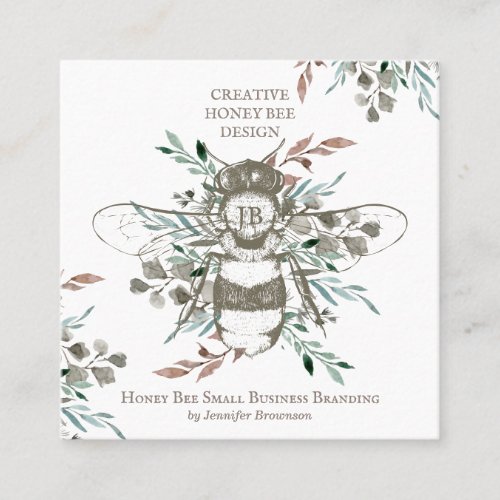 Creative Honey Bee Apiary Vintage Square Business Card