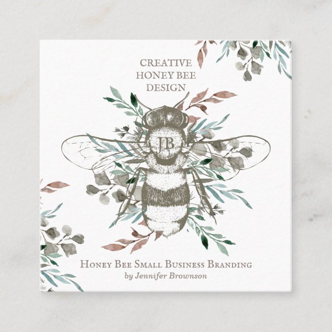 Creative Honey Bee Apiary Vintage Square Business Card