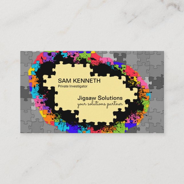 Creative Jigsaw Puzzle Private Investigator Business Card (Front)