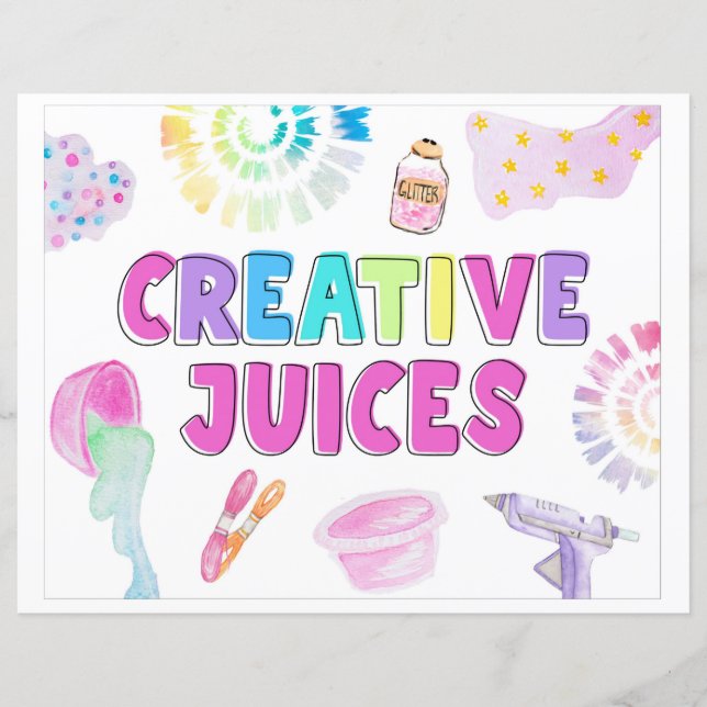 Creative Juices Sign | Craft Party Drink Sign (Front)