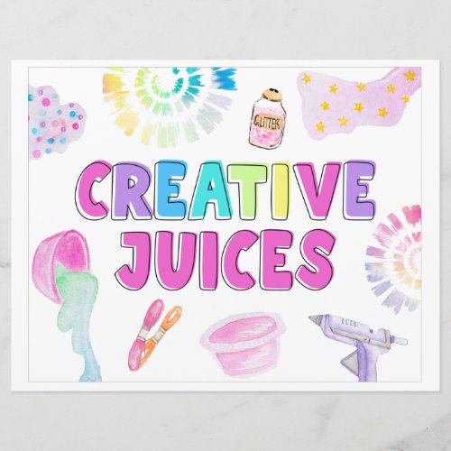 Creative Juices Sign  Craft Party Drink Sign