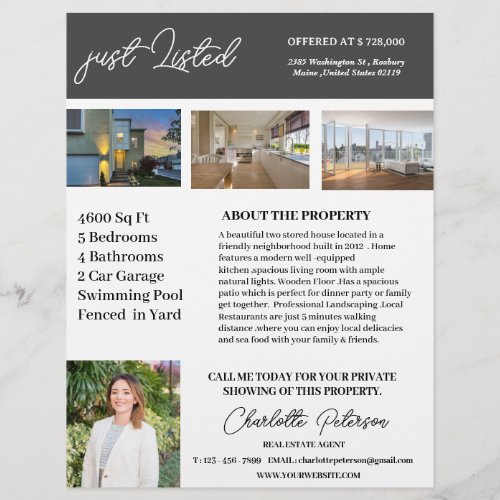 Creative Just Listed Real Estate Agent Flyer