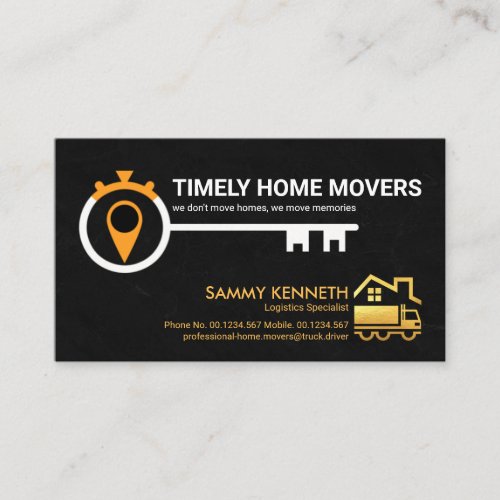 Creative Key Stopwatch Gold Truck Home Mover Business Card