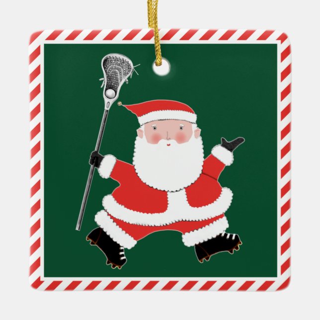 Creative Lacrosse Christmas Collectible Ceramic Ornament (Front)