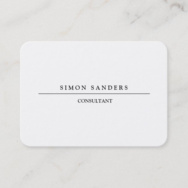 Creative Large Plain Unique Minimalist Black White Business Card (Front)