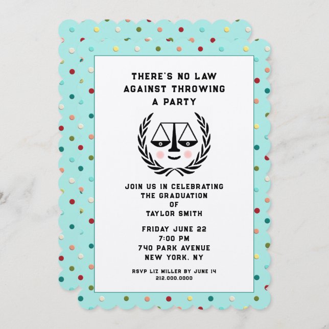 Creative Law School Grad Party Invitation (Front/Back)
