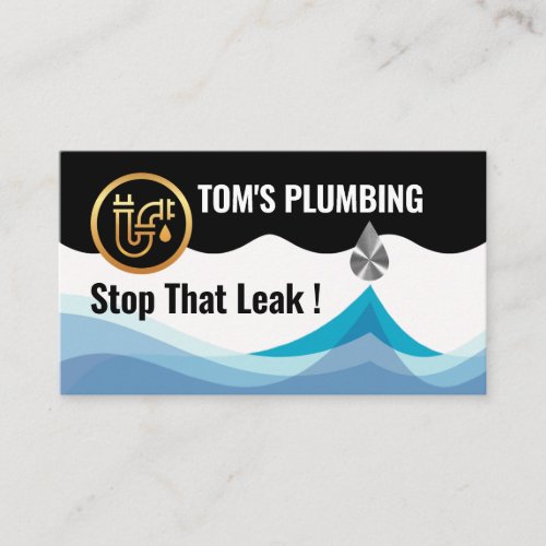 Creative Leaking Water Plumbing Contractor Business Card
