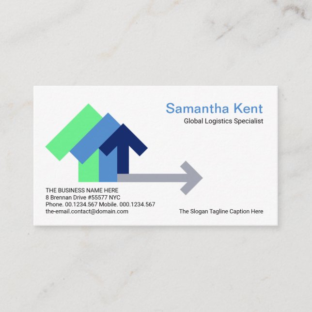 Creative Logistic Transport Arrows Import Export Business Card (Front)