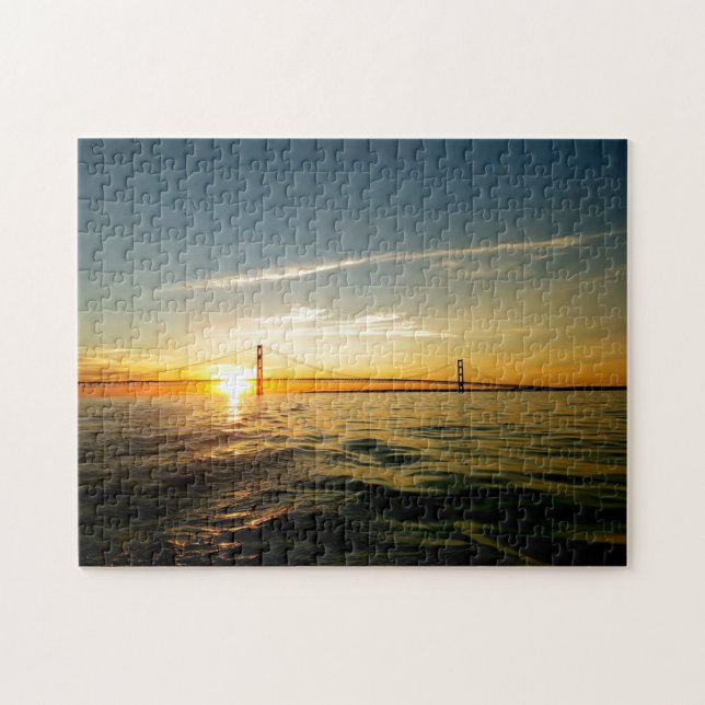 Creative Mackinaw bridge water photo jigsaw puzzle (Horizontal)