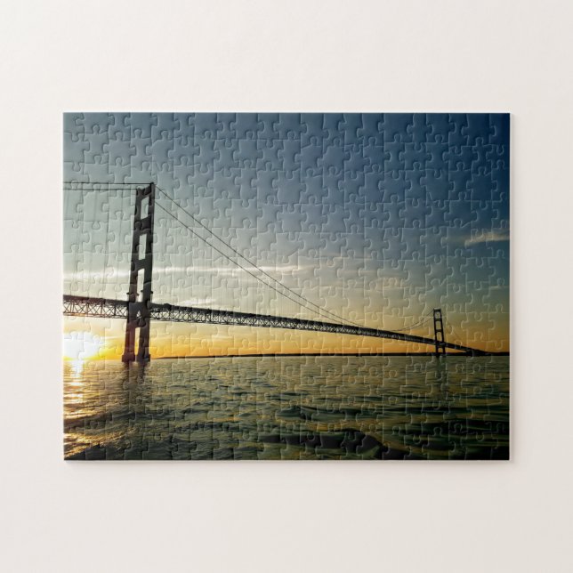 Creative Mackinaw bridge water photo jigsaw puzzle (Horizontal)