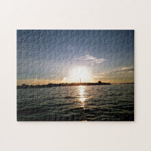 Creative Mackinaw city sunset photo jigsaw puzzle