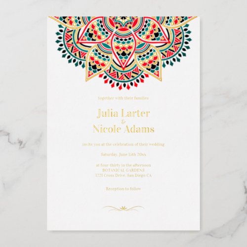Creative Mandala Wedding Foil Invitation