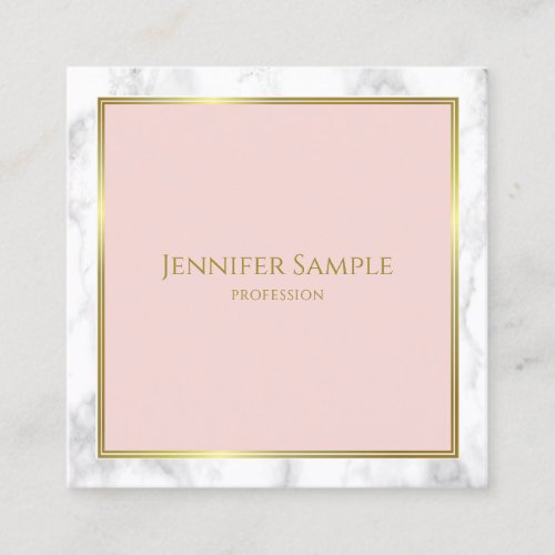 Creative Marble Gold Blush Pink Modern Template Square Business Card