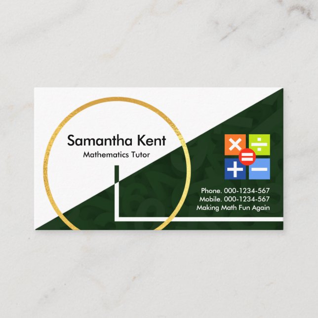 Creative Mathematical Shapes Floating Numbers Business Card (Front)