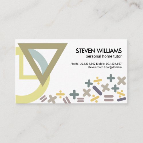Creative Mathematics Symbols Motif Tutor Business Card