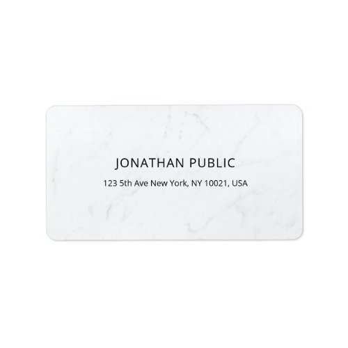 Creative Minimal Modern White Marble Plain Address Label