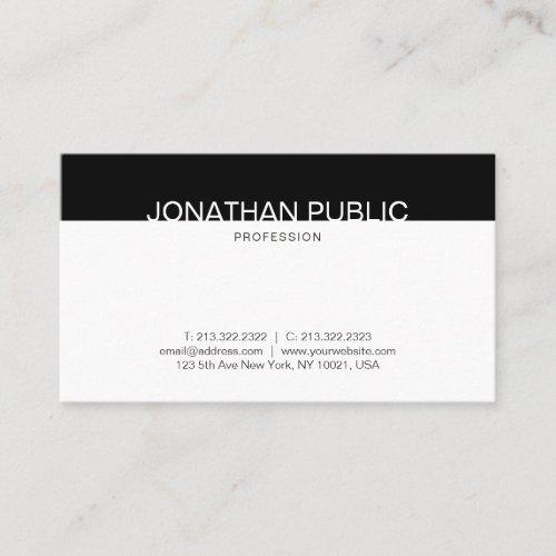 Creative Minimalist Black And White Trendy Plain Business Card
