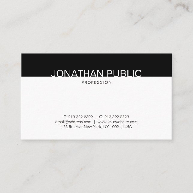 Creative Minimalist Black And White Trendy Plain Business Card (Front)