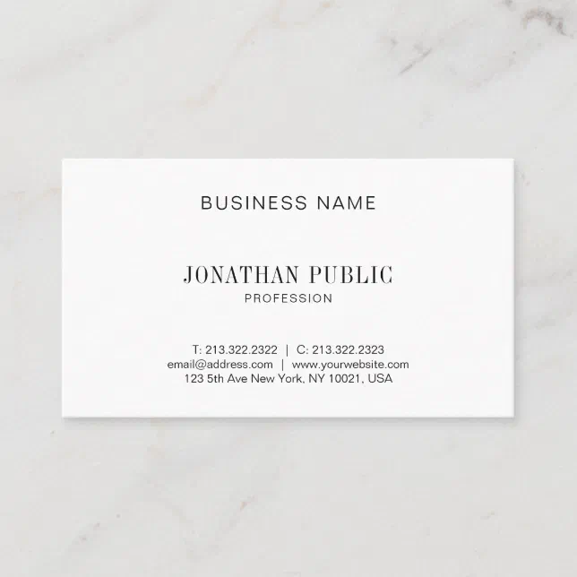 Creative Minimalist Design Elegant Plain Modern Business Card | Zazzle