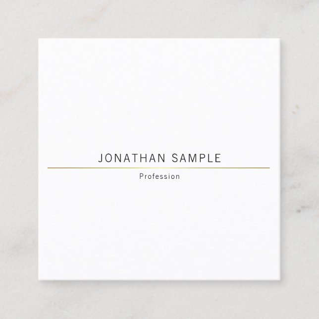 Creative Minimalist Design Gold Plain Luxury Square Business Card (Front)