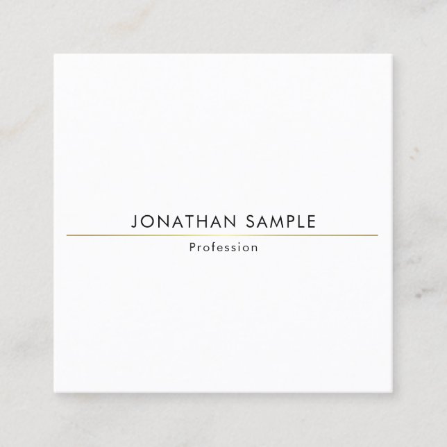 Creative Minimalist Design Gold Plain Trendy Luxe Square Business Card (Front)