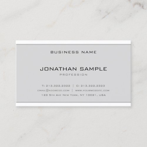 Creative Minimalist Design Modern Clean Grey White Business Card