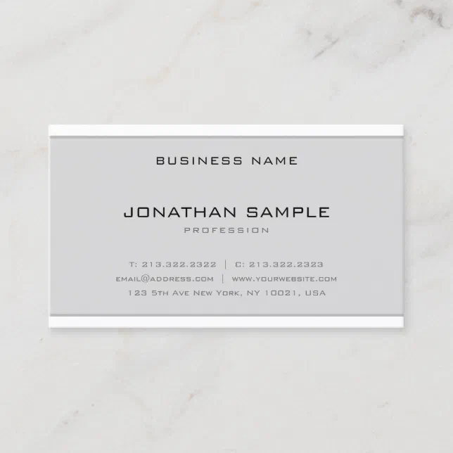 Creative Minimalist Design Modern Clean Grey White Business Card | Zazzle