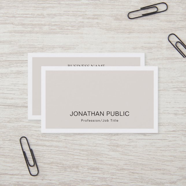 Creative Minimalist Design Modern Plain Trendy Business Card (Front/Back In Situ)