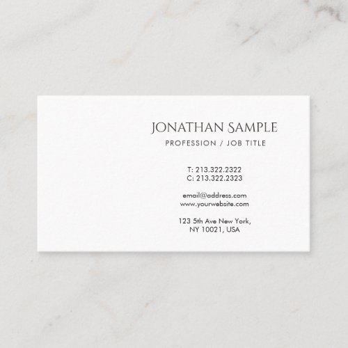 Creative Minimalist Design Modern Trendy Plain Business Card