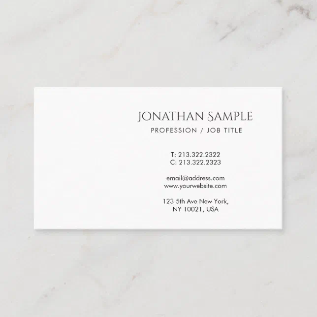 Creative Minimalist Design Modern Trendy Plain Business Card | Zazzle