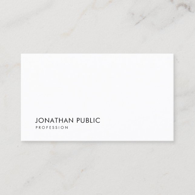 Creative Minimalist Design White Modern Template Business Card (Front)