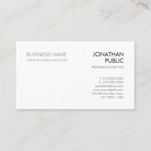 Creative Minimalist Modern Elegant Company White Business Card